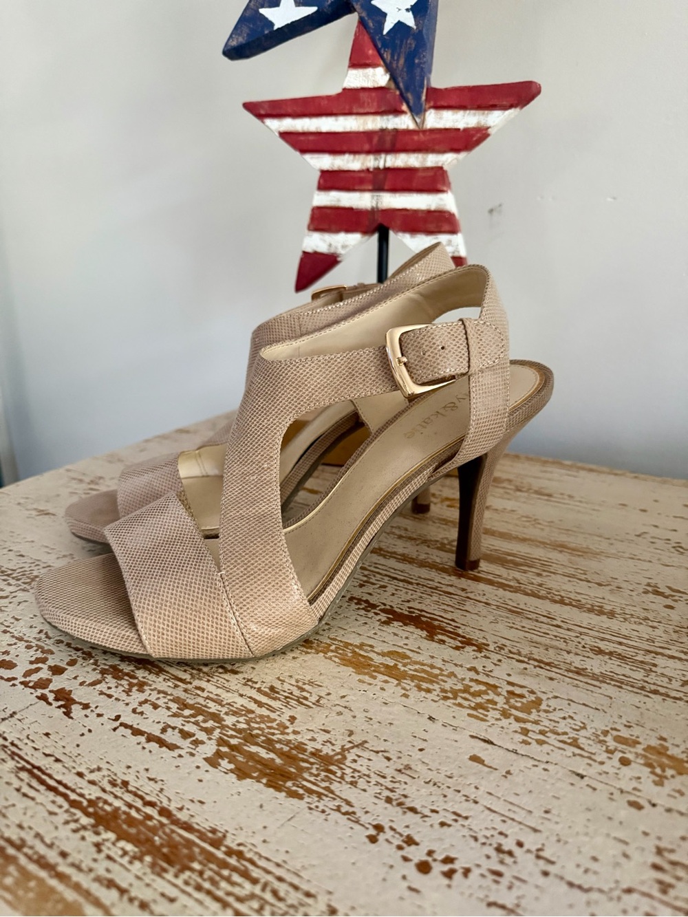 Kelly & Katie Blush Textured Open-Toe High Heel Sandals